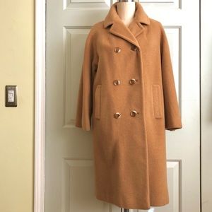 Vintage Camel Hair Pockets Double Breasted Jacket Coat Size M